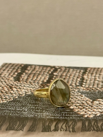 Labradorite Ring Gold Vermeil 17.5