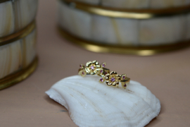 Pink Zircon Flower Hoops Gold Plated