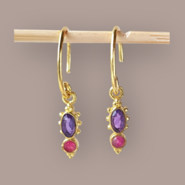 Hanging Ladakhi Amethyst Gold Vermeil Earrings / Muja Juma