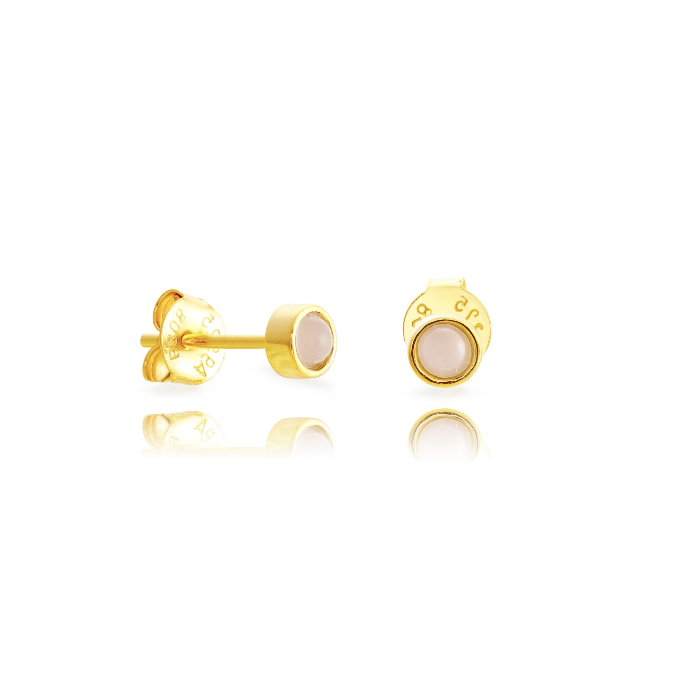 Rose Quartz Studs Gold Vermeil