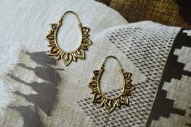 Lotus Hoop Earrings Brass
