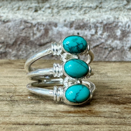 Turquoise 3 Stone Ring Sterling Silver