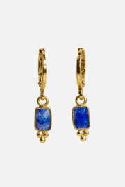 Saffier Tablet Bali Oorbellen - Gold Plated