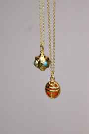 Carnelian Beetle Necklace Gold Vermeil