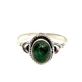 Tiny Oval Jade Ring Sterling Silver
