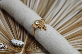 Elephant Head Ring Gold Vermeil