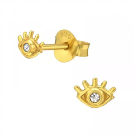 Crystal Evil Eye Studs Gold Vermeil Oorstekers