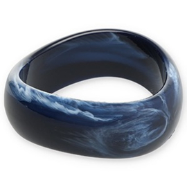 Bangle Donker Blauw / Wit - Resin