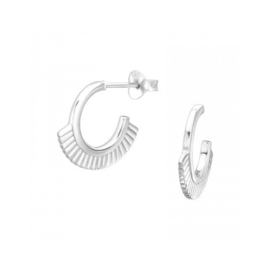 Tribal Stripe Hoop Studs Sterling Silver / Oorstekers