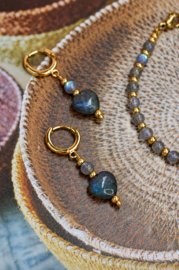 Labradoriet Amore Oorbellen - Gold Plated