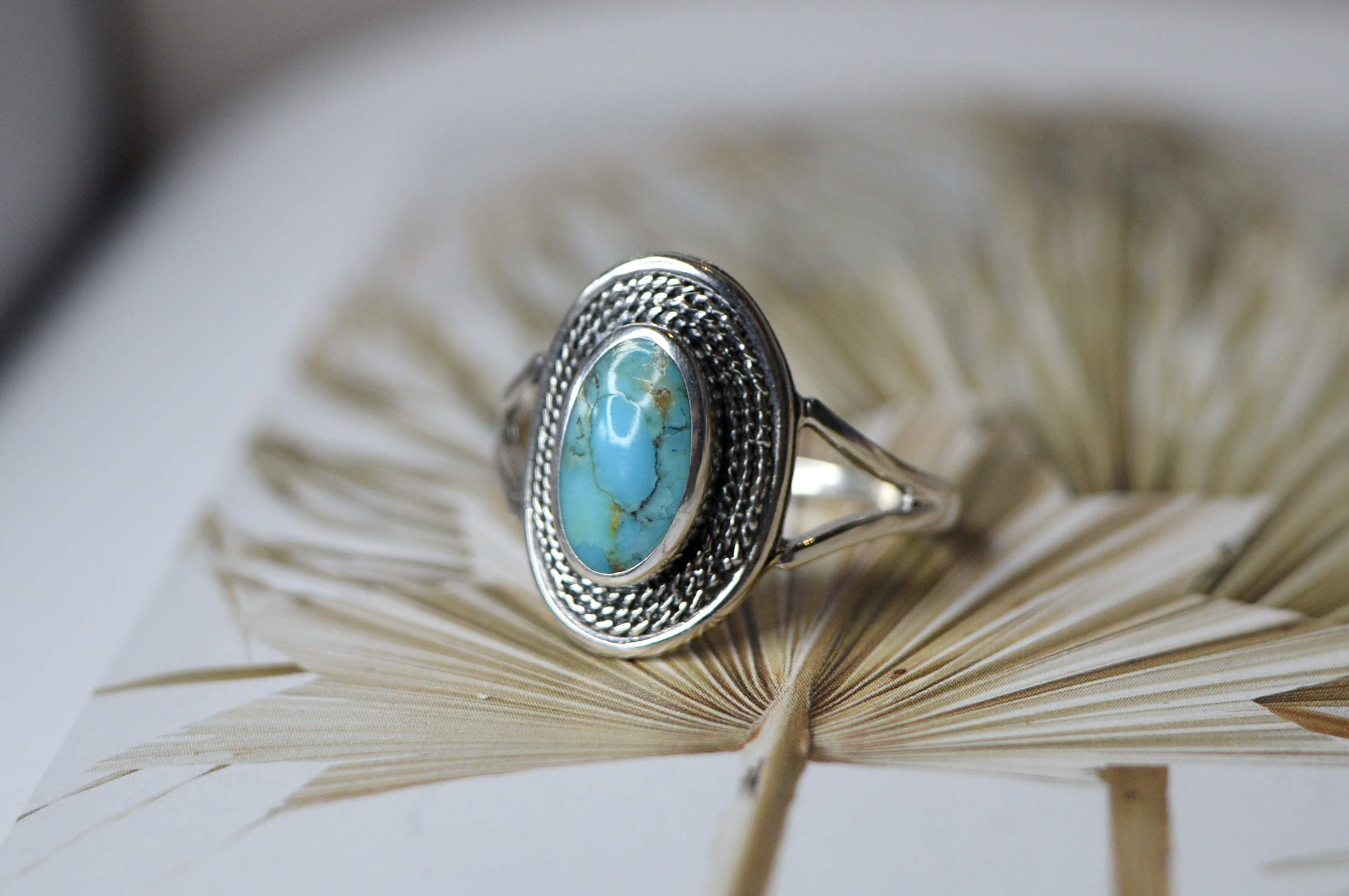 Native Mohave Turquoise Ring Sterling Silver