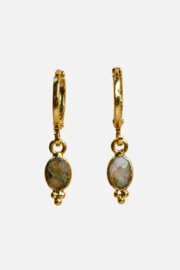 Labradoriet Oval Bali Oorbellen - Gold Plated