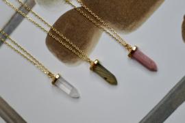 Labradorite Arrow Point Necklace Gold Plated