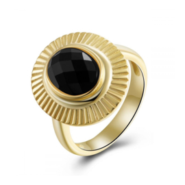 Black Onyx Oval Ring Gold Vermeil