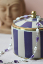 Parel en Amethist Amaya Ketting - Silver Plated