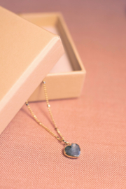 Gemstone Heart Necklace Gold Plated / Ketting
