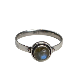 Round Labradorite Ring Sterling Silver