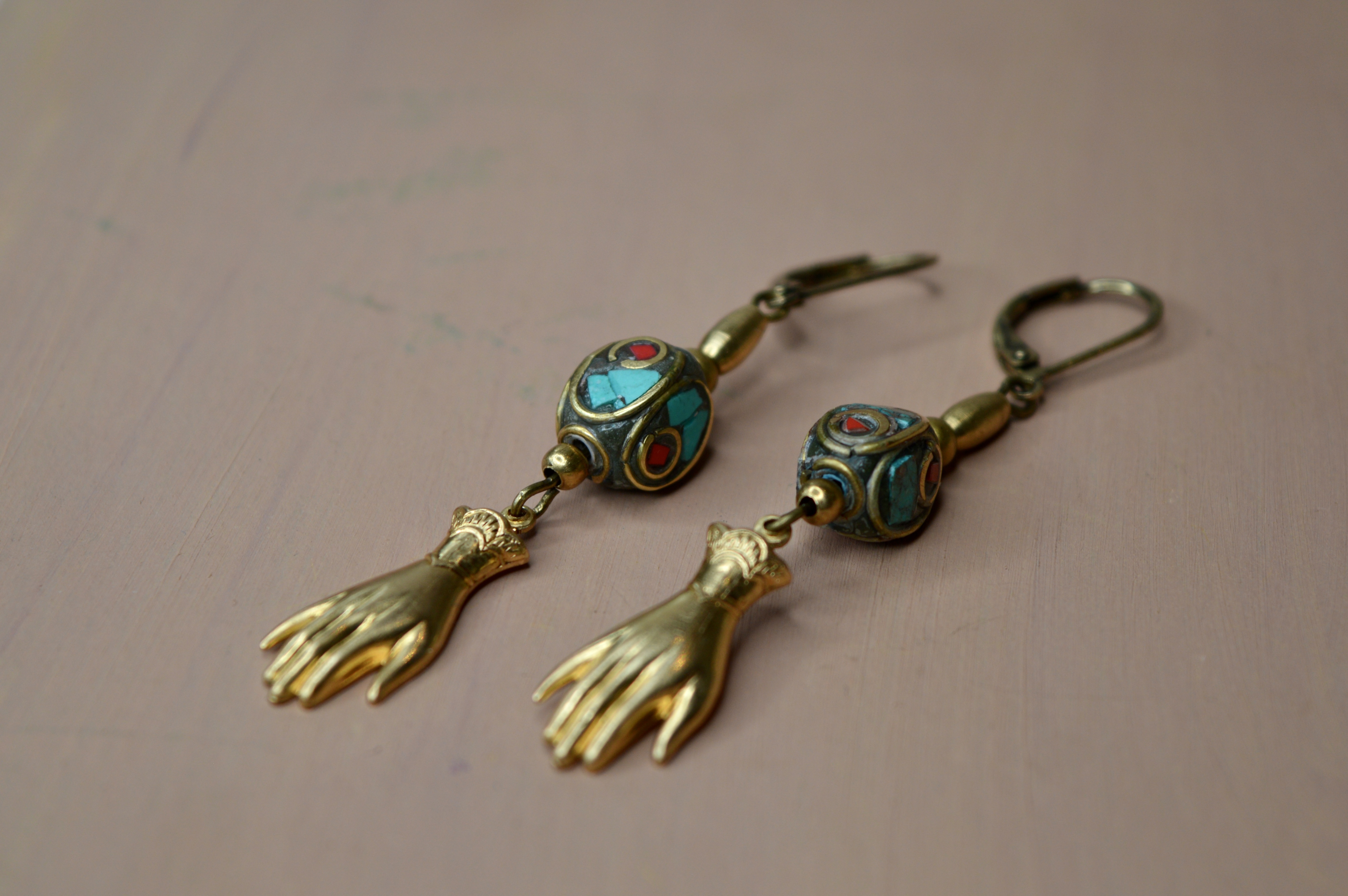 Pathura Hand Gemstone Earrings