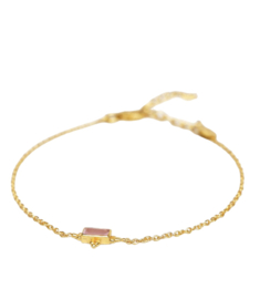 Rose Quartz 3 Dots Gold Vermeil Bracelet / Muja Juma Armband