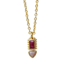 Ruby & Pink Opal Duo Necklace Gold Vermeil / Muja Juma