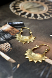 Hippie Sun Hoop Earrings Brass