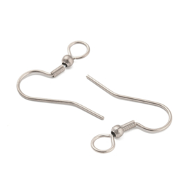 Oorbelhaak Spiraal RVS Zilver (6x)