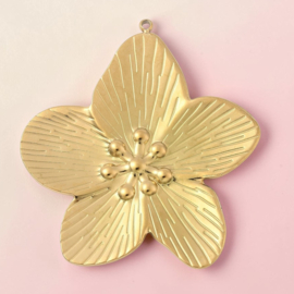 Gouden Bloesem Bedel - Stainless Steel Gold Plated