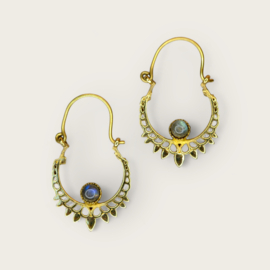 Bohemian Labradorite Hoops Brass