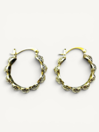 Button Hoops Oorbellen - Brass