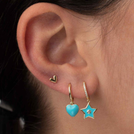 Heart Ear Studs Sterling Silver / Oorstekers