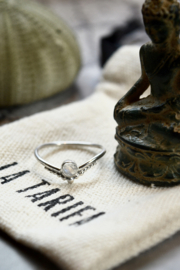 Dotted Crown Moonstone Ring Sterling Silver