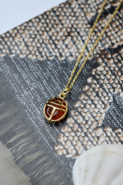 Carnelian Beetle Necklace Gold Vermeil