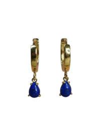Lapis Lazuli Goutte Earrings - Gold Plated