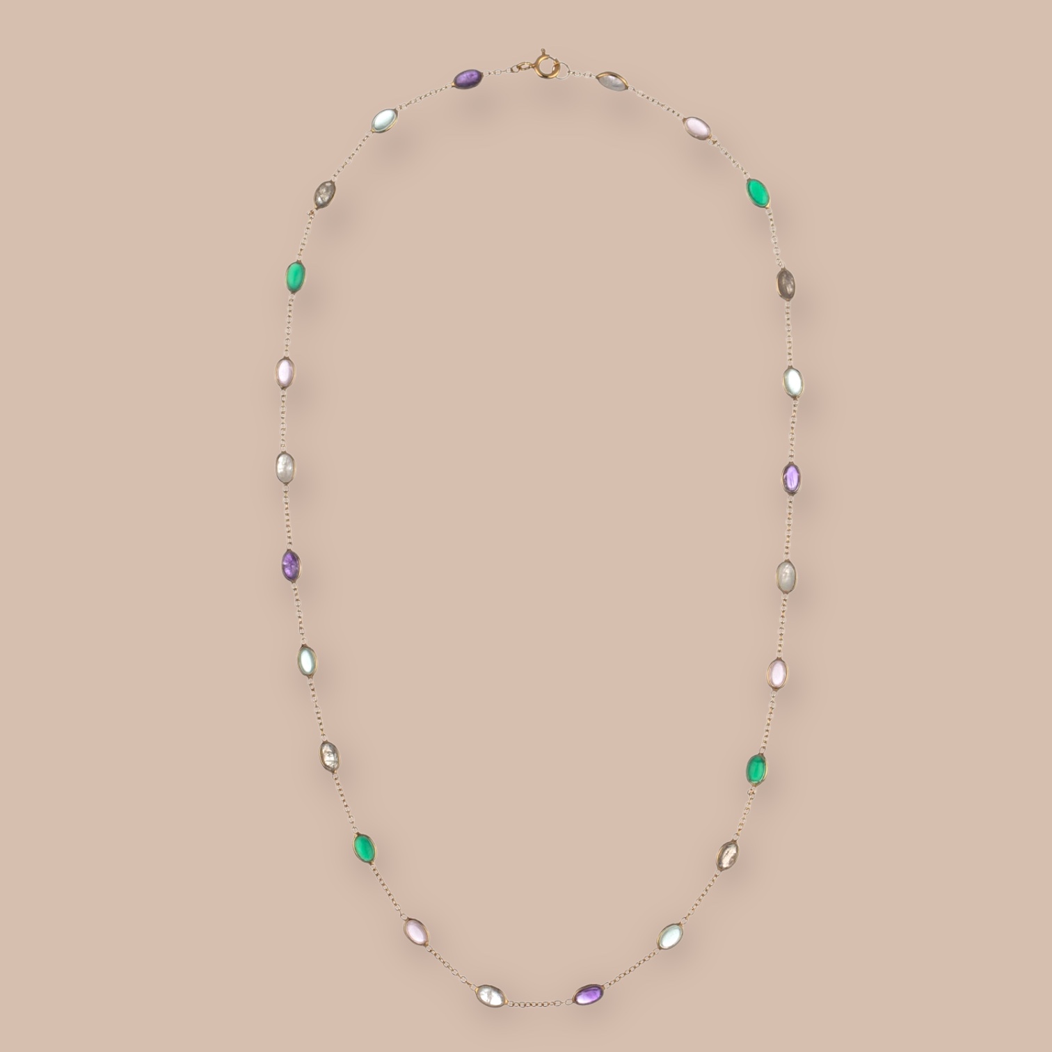 Multi Stone Mineral Necklace Gold Vermeil
