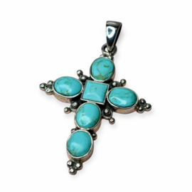 Turquoise Cross Pendant Sterling Silver