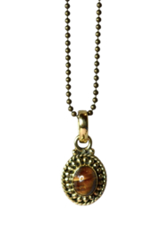 Dotted Oval Gemstone Pendant Brass