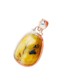 Gele Dendritische Opaal Hanger - Sterling Zilver
