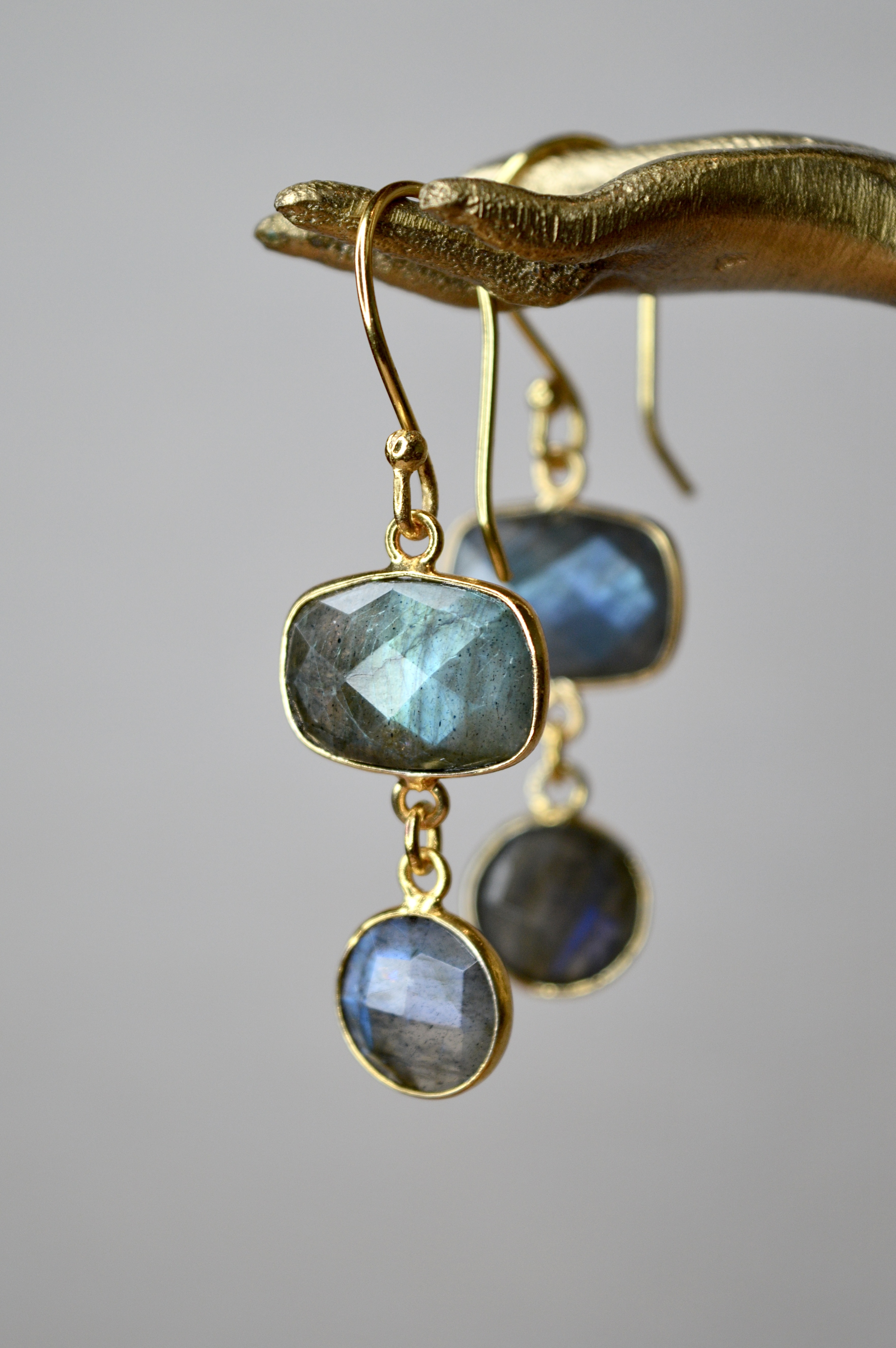 Nayana Drops Labradorite Earrings Gold Plated