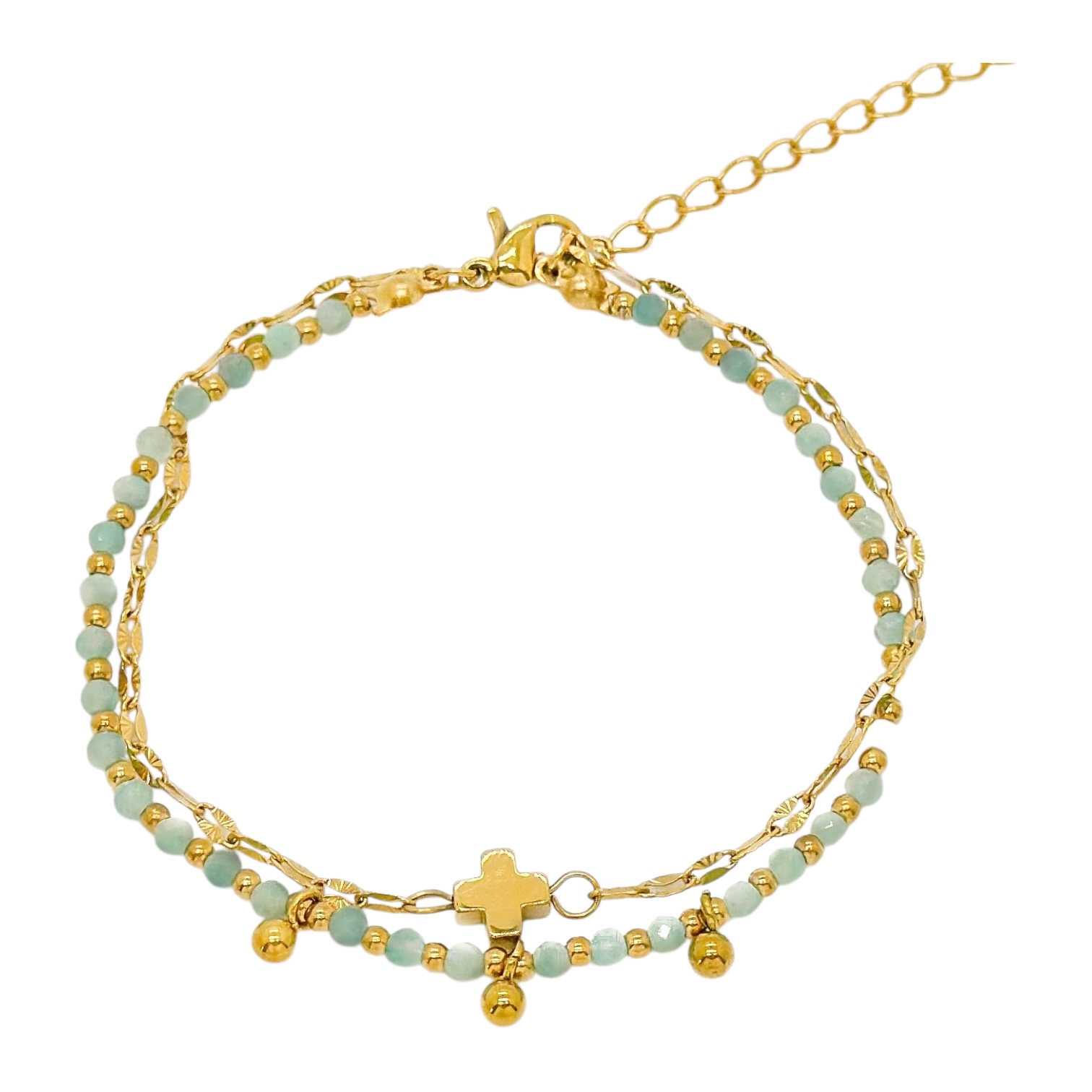 Amazonite Cross Bracelet
