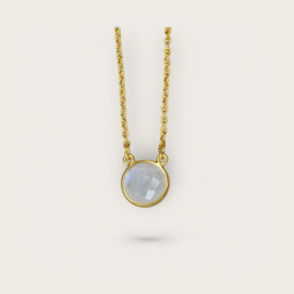 Round Moonstone Necklace Gold Vermeil