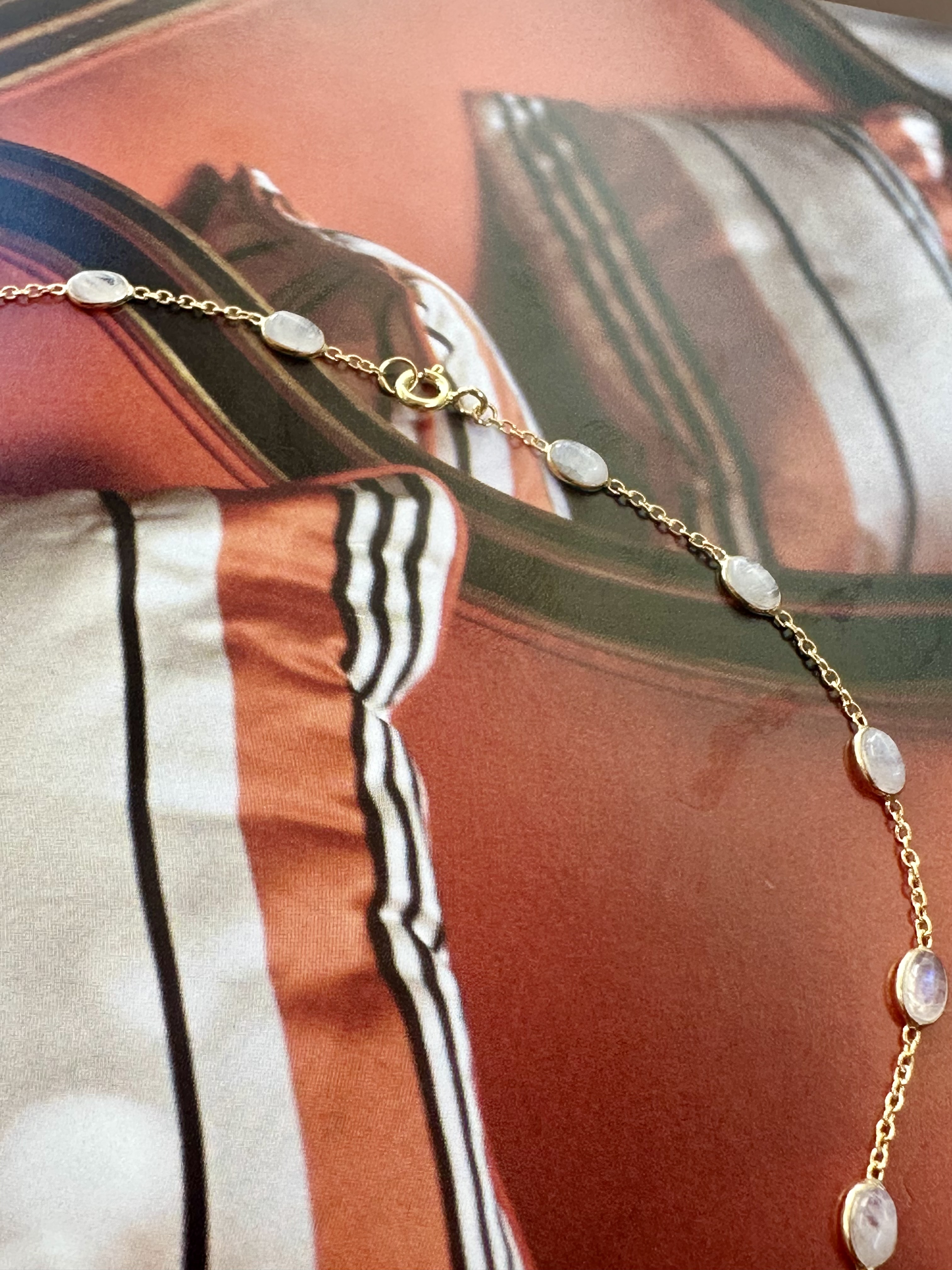 Moonstone Mineral Necklace Gold Vermeil