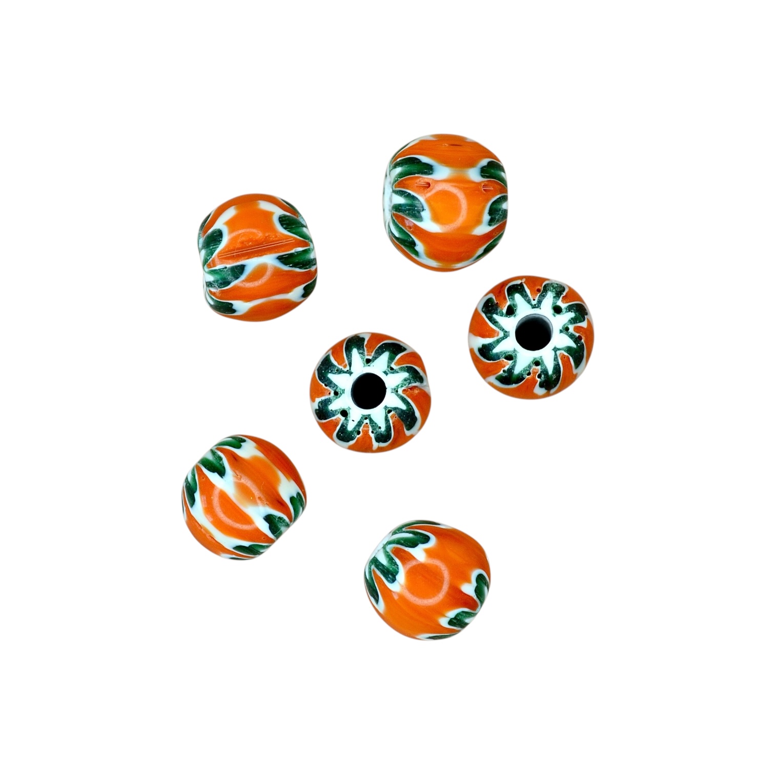 Nepalees Lampwork Kraal Rond Oranje (1x)