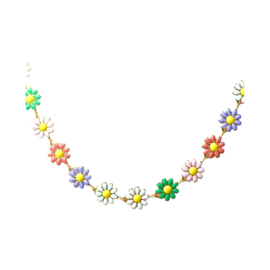 Multi Color Daisy Charm Necklace Gold Plated