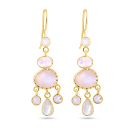 Thane Long Moonstone Earrings Gold Vermeil