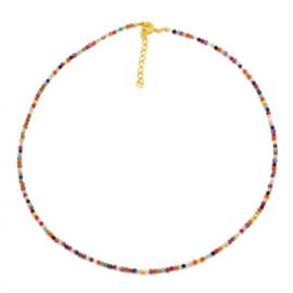 Multi Stone Beaded Gold Vermeil Necklace