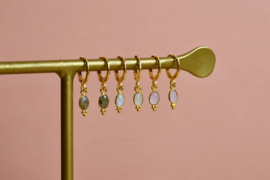 Rozenkwarts Oval Bali Oorbellen - Gold Plated