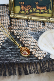 Carnelian Beetle Necklace Gold Vermeil