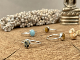 Oval Larimar Ring Sterling Silver