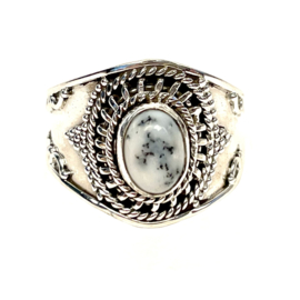 Dendritic Agate Boho Ring Sterling Silver