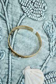 Maansteen Boho 3-Stone Bangle - Brass